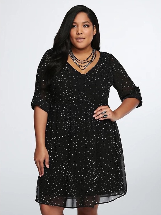 torrid Dresses & Skirts - torrid Black Star Dot V-Neck Midi Dress